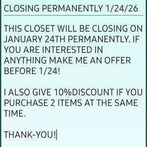 ALL ITEMS. CLOSET CLOSING PERMANENTLY 1/24/26.